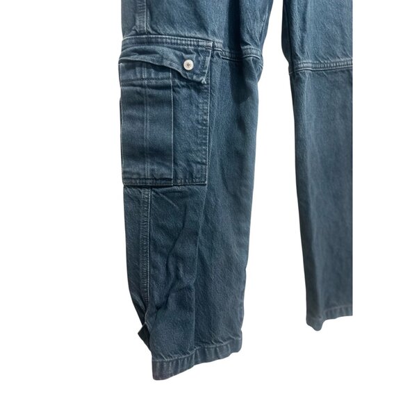 Free People Marx Slouchy Cargo Pants Women 26 Wash Black Wide Leg Grunge Utility - Picture 14 of 16